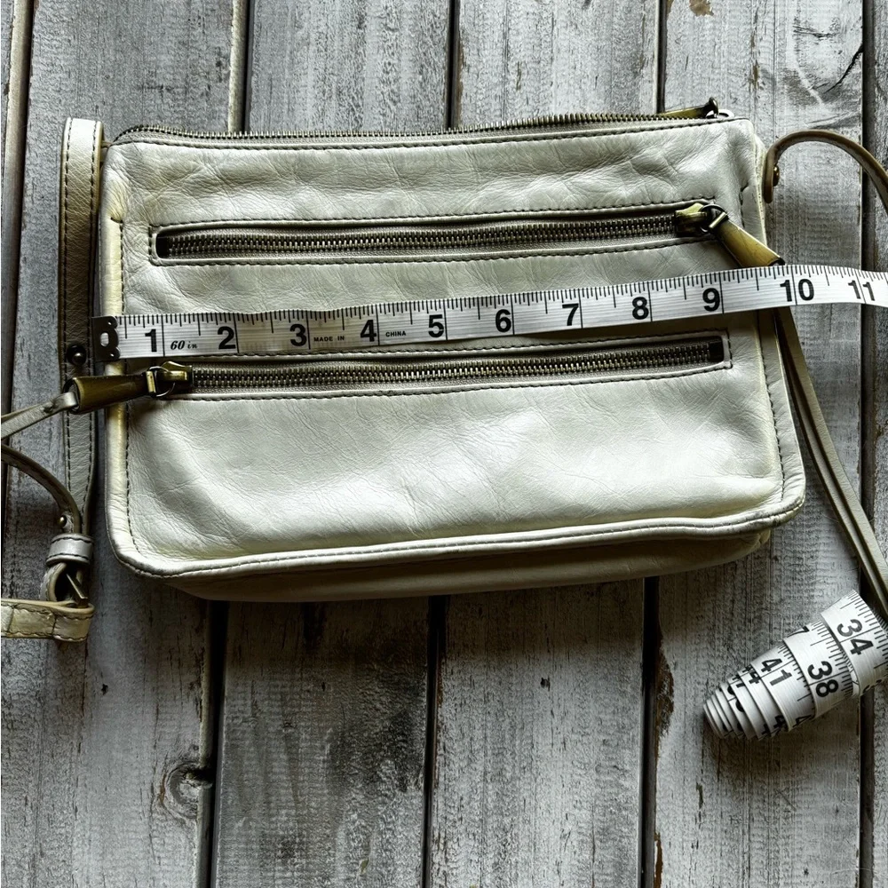 HOBO Cream Slim Crossbody Purse Leather Minimal Bag - Picture 3 of 11